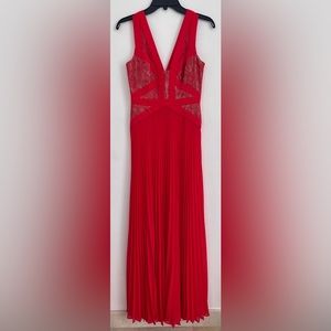 Red laced silk long dress